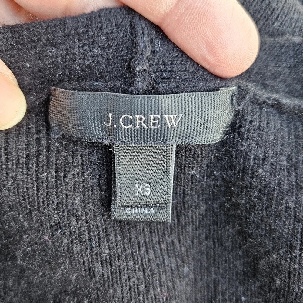 J. Crew black peplum sleeve v neck wool-blend sweater XS
